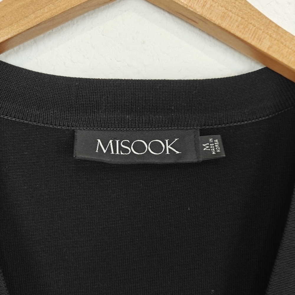 Misook Pearl Button Up Black Light Weight V-neck Cartigan Size Medium Women's - Picture 9 of 14